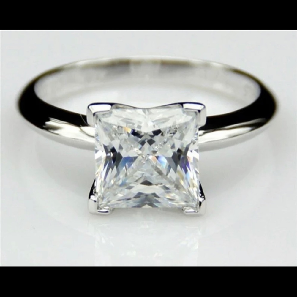 3 Carat Princess Cut Simulated Diamond Solitaire Ring